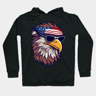 Patriotic Gaze: Eagle & Flag Shades Hoodie